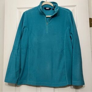 Lands’ End Women’s Anyweather Fleece Quarter Zip Pullover Peacock Teal Medium